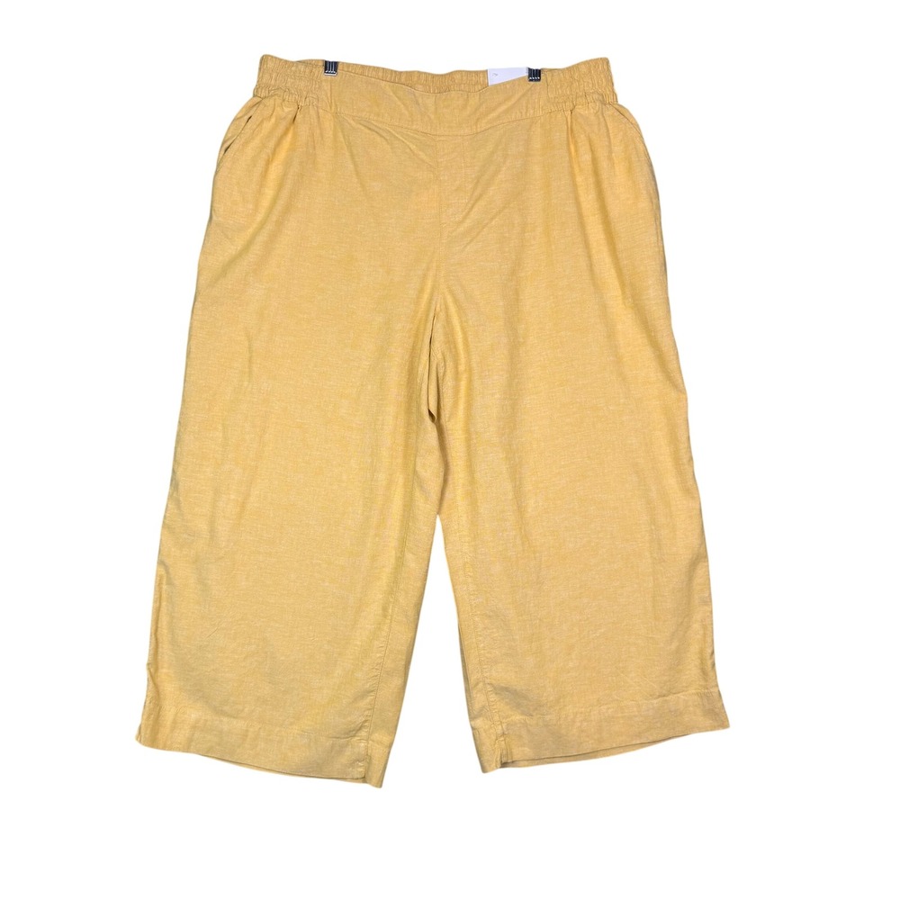 Linen Wide Leg Cropped Pants "Mango Mojito" Plus Sz18 Quiet Luxury Cottagecore - Picture 2 of 10